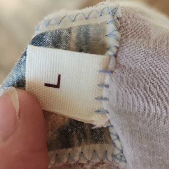 Burning Torch - Anthropologie White and Blue Embroidered Dress Sz L - Picture 10 of 10